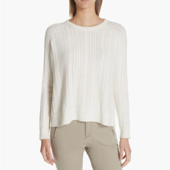 ATM Anthony Thomas Melillo Cable Knit Crew Neck Sweater Pullover Ivory Small - Picture 6 of 16